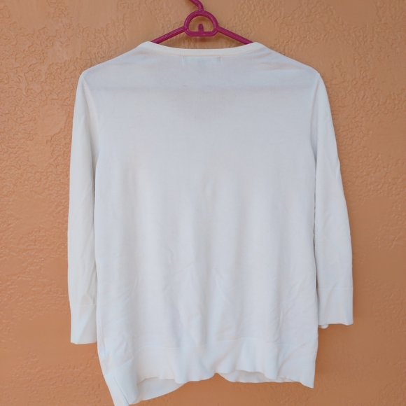 Ellen Tracy Medium Cardigan White 3/4 Long Sleeves Buttons Up Rayon Blend - Picture 6 of 9